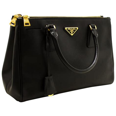 prada black luxe saffiano golden clasp bag